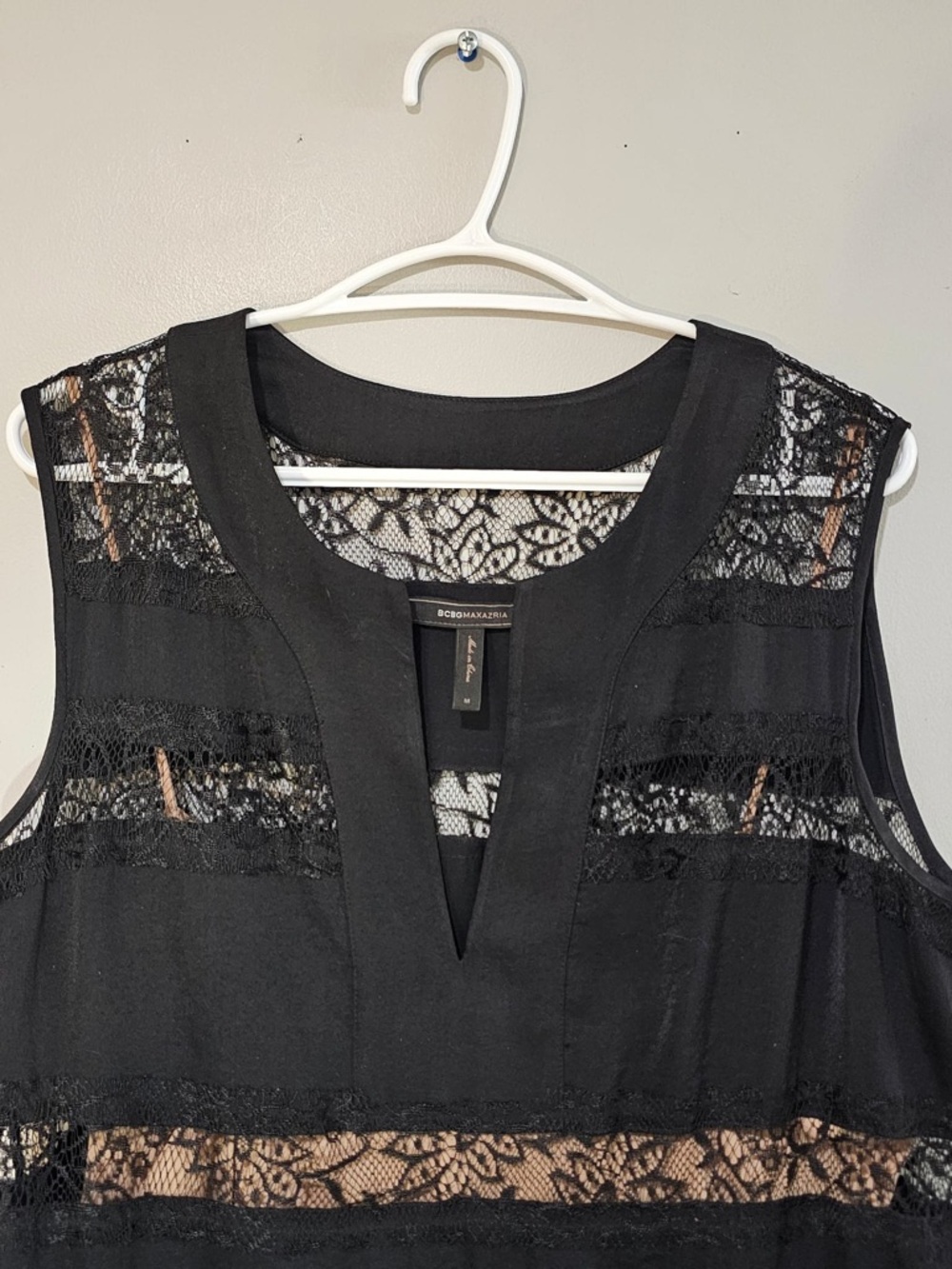 BCBG Angie Black Lace Panel Maxi Dress Size M - Picture 5 of 11